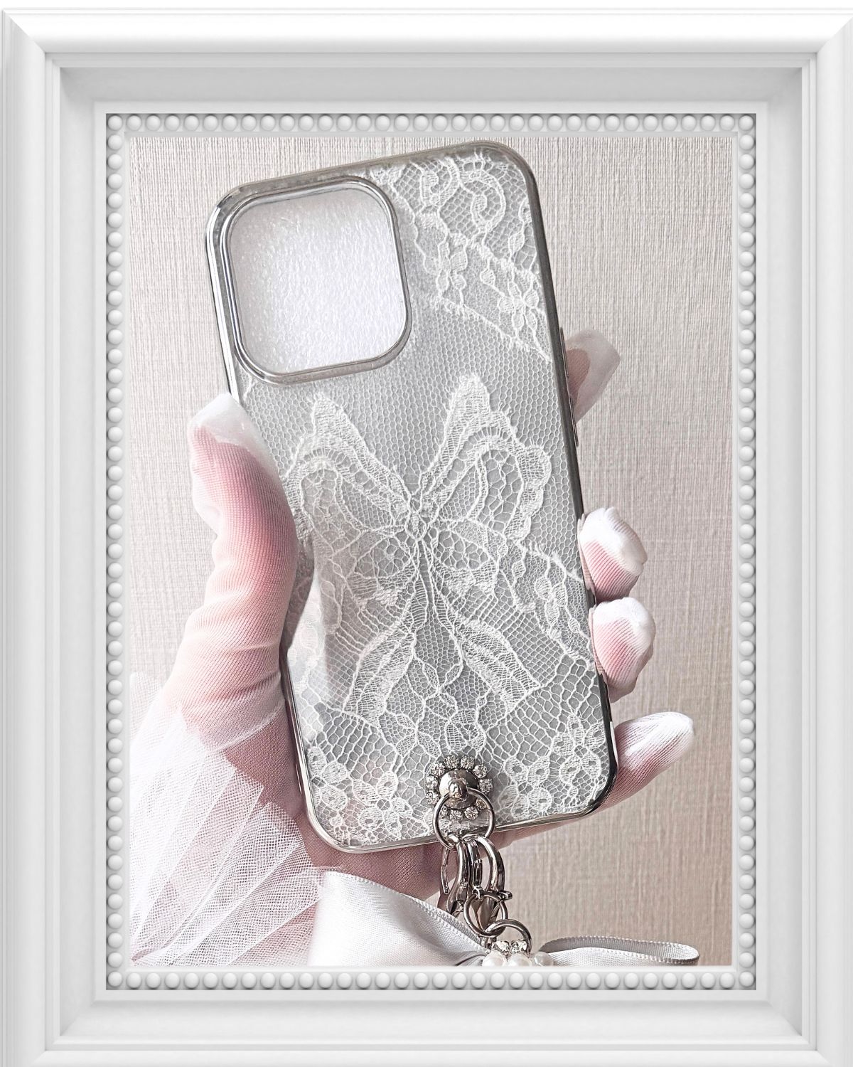 IP-212 Hime. フランス製リバーレースリボン柄全機種対応スマホケース