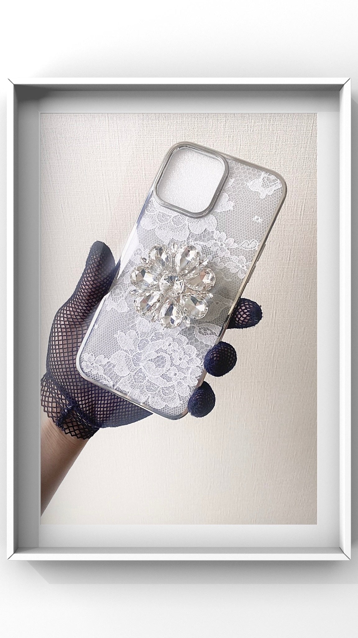 IP-183-1-1 Hime. フランス製リバーレースインフラワービジュー全機種対応スマホケース