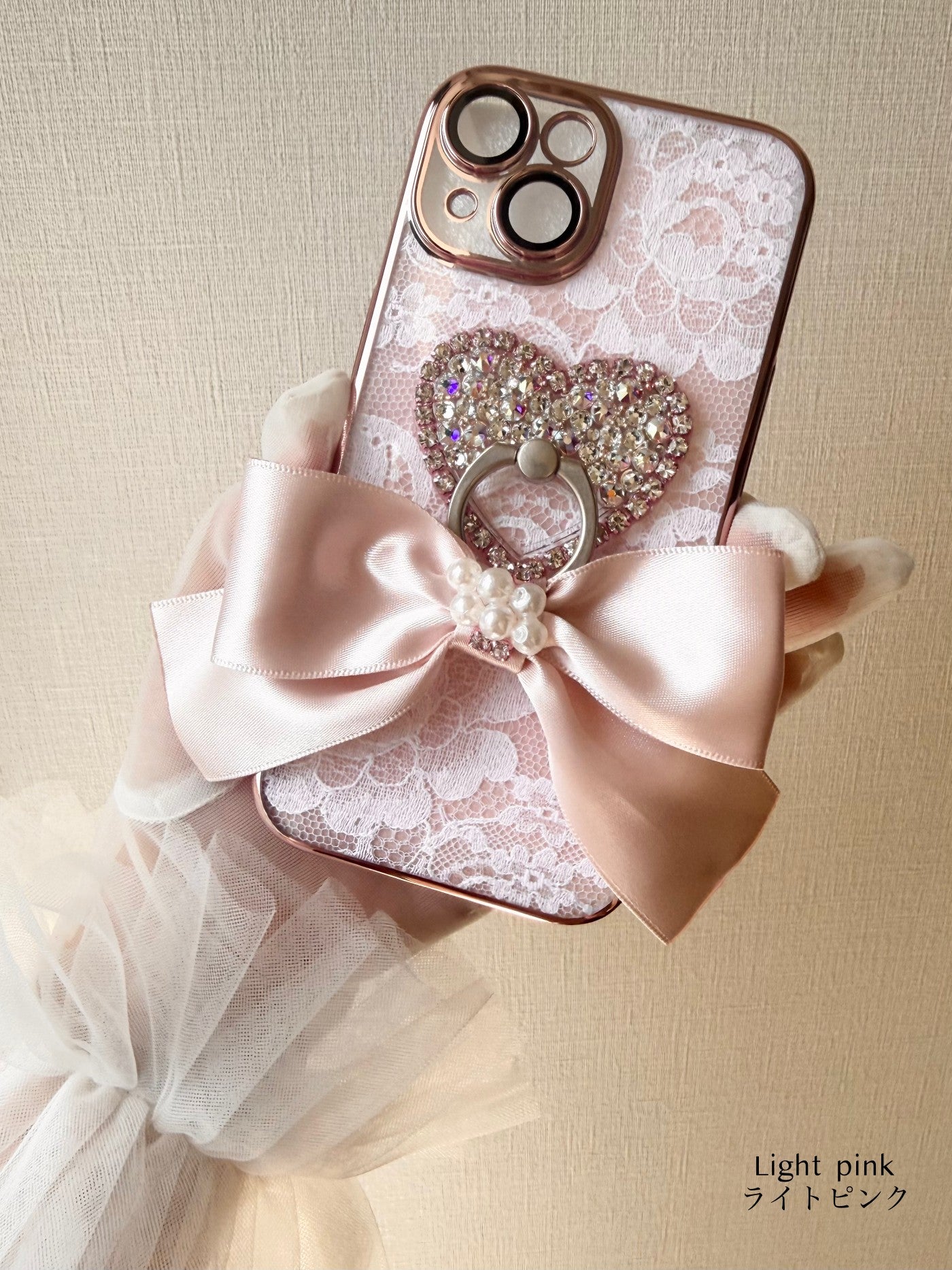 Hime. フランス製レースリングリボンオーダー iPhoneケース｜キラキラ