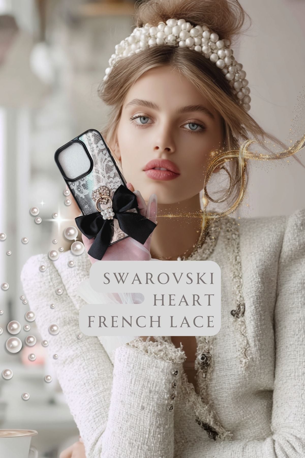 Hime. レースインハートスワロフスキー iPhoneケース｜オーダーオリジナルハンドメイド×大人可愛い（全機種Android対応）