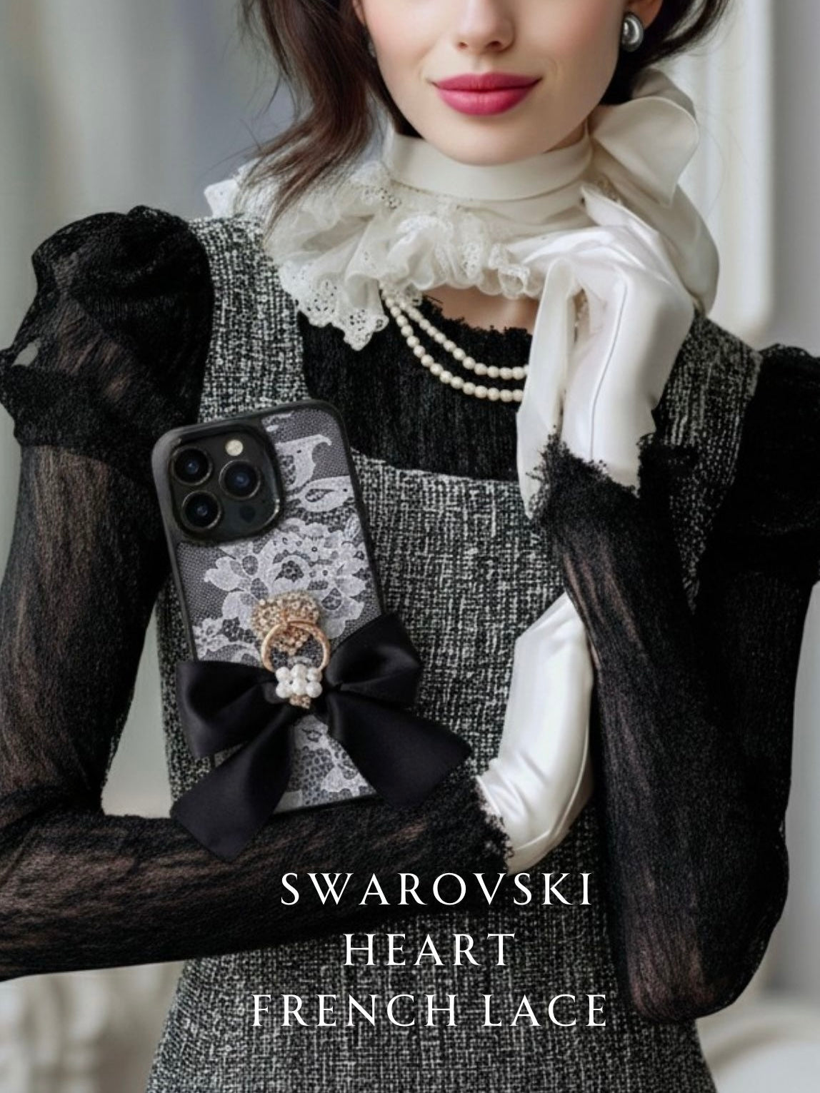 Hime. レースインハートスワロフスキー iPhoneケース｜オーダーオリジナルハンドメイド×大人可愛い（全機種Android対応）