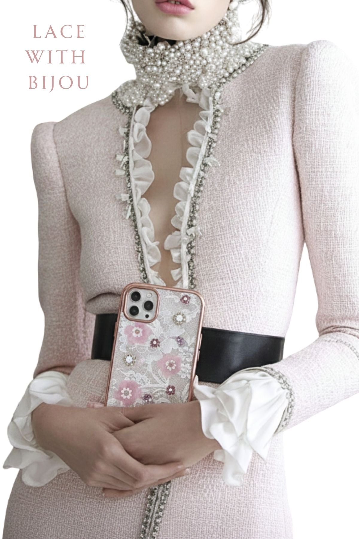 Hime. フランス製高級リバーレースハンドメイドレースデコ オーダーiPhoneケース｜大人可愛いxキラキラ（全機種対応）