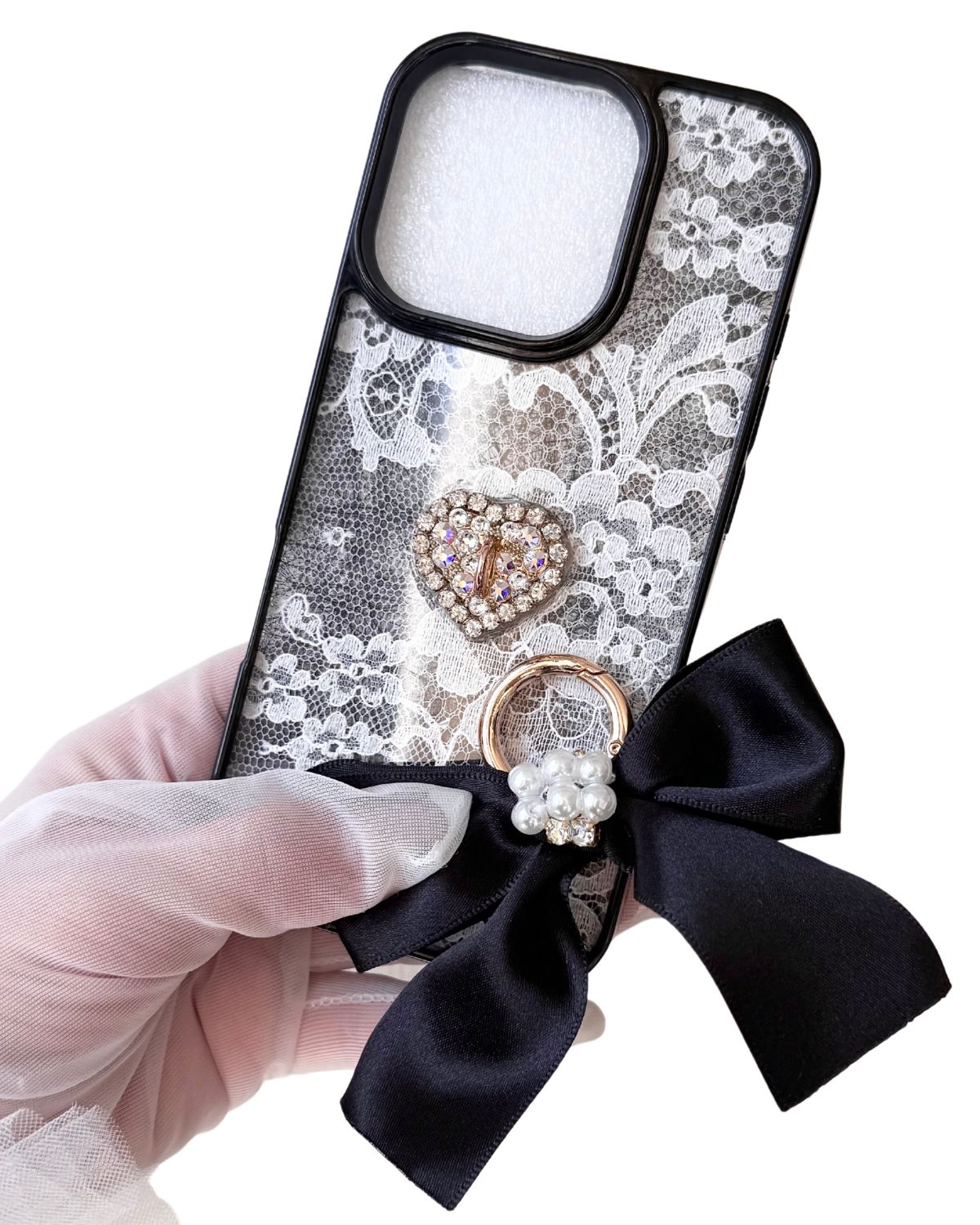 Hime. レースインハートスワロフスキー iPhoneケース｜オーダーオリジナルハンドメイド×大人可愛い（全機種Android対応）