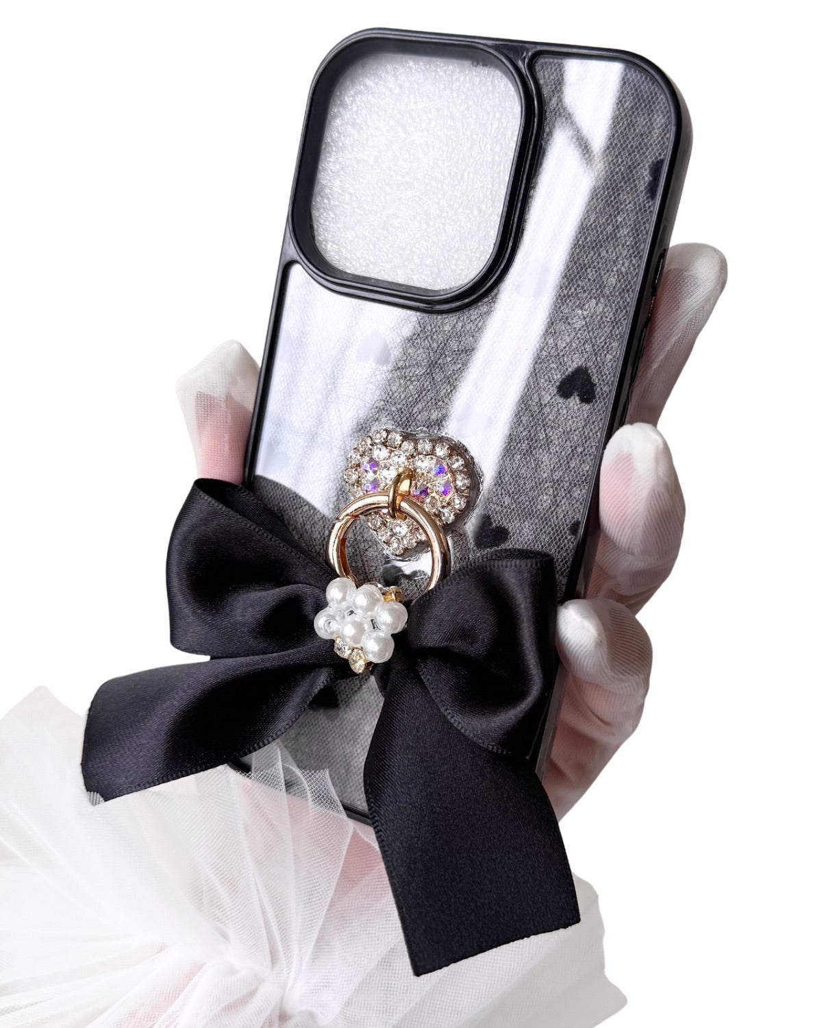 Hime. レースインハートスワロフスキー iPhoneケース｜オーダーオリジナルハンドメイド×大人可愛い（全機種Android対応）