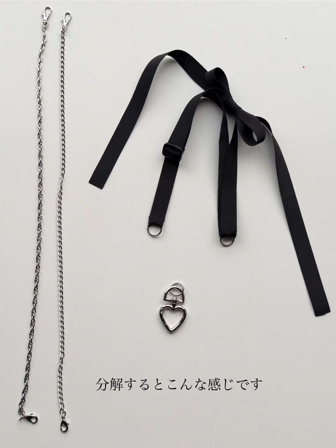 Hime.グログランリボンチェーン肩がけストラップ