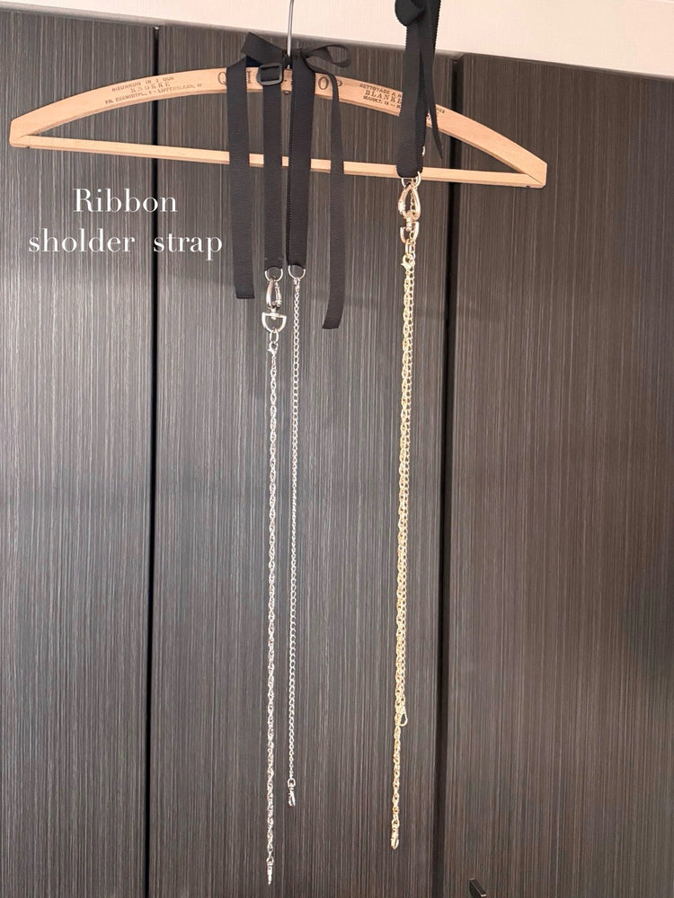 Hime.グログランリボンチェーン肩がけストラップ