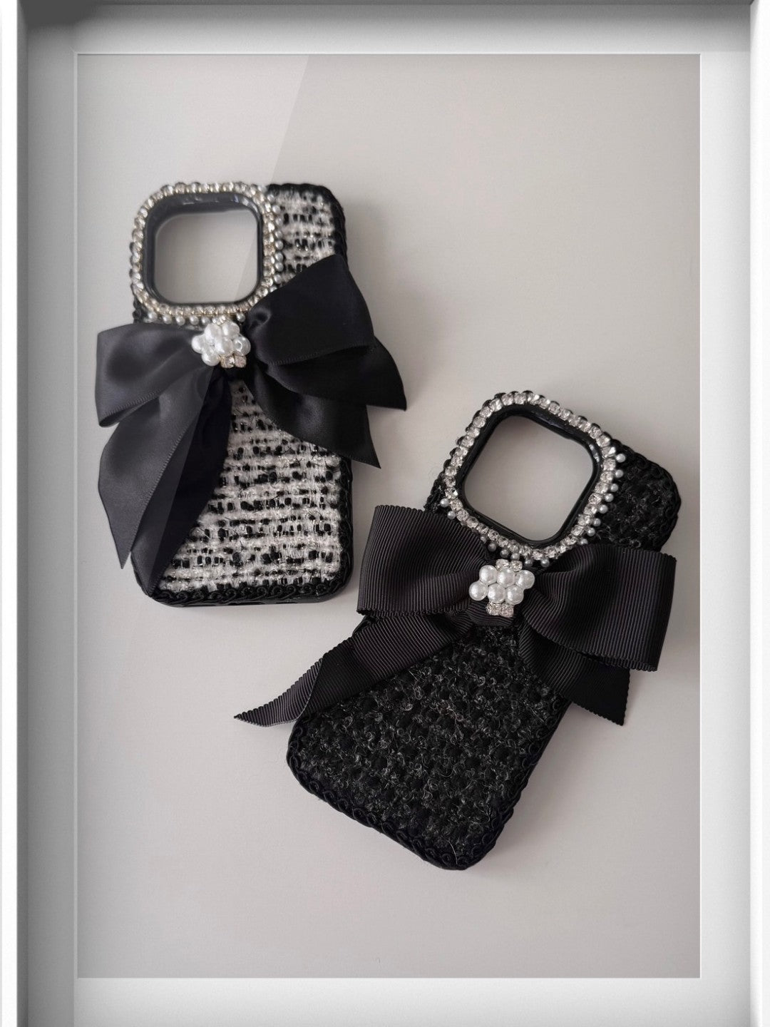 Hime. ラグジュアリーツイード iPhoneカバーケース（リボンパールデコ）